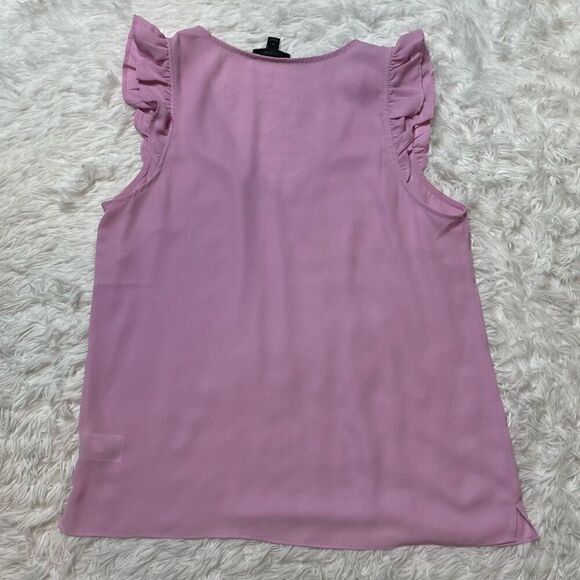 J Crew Shirt Womens Size 6 Purple Lilac Ruffle Flutter Sleeveless Top Vneck - Picture 7 of 7
